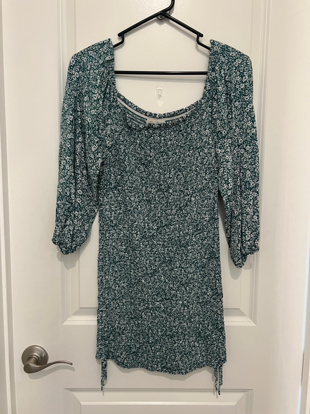 Jessica Simpson Teal Floral Square-Neck Mini Dress